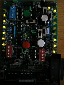 Logic Visualiser in Clock Division mode, displaying the outputs of a 7442 BCD to Decimal Decoder IC connected to a binary counter running at a clock frequency of 1MHz.